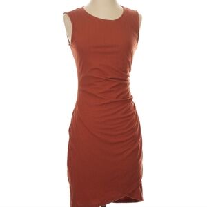 AVLN Studio Asymmetrical Sleeveless Dress in Rust